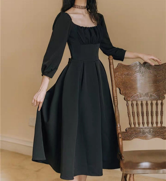 Black long sleeve A-line regency dress – Jasmine's Vintage Closet