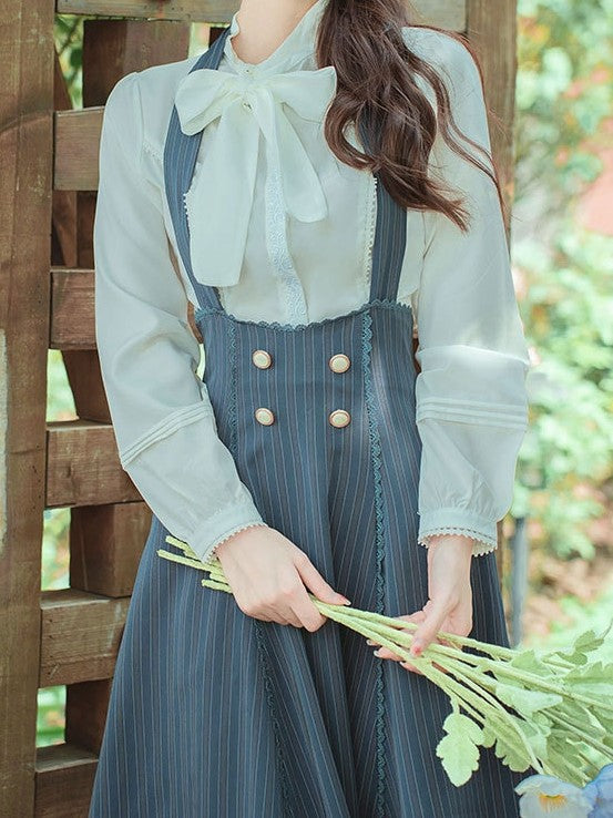 Edwardian-inspired halterneck dress+blouse set