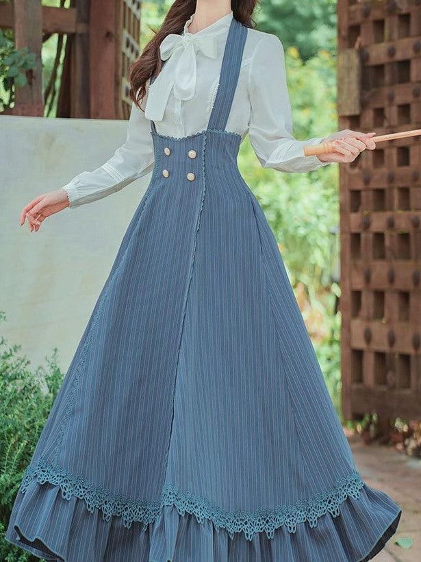 Edwardian-inspired halterneck dress+blouse set