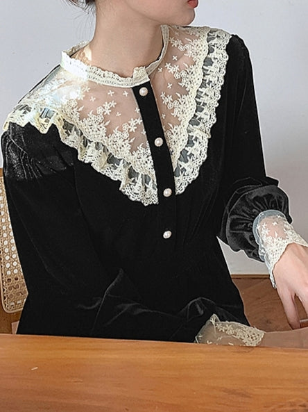 Dark Edwardian Velvet Dress
