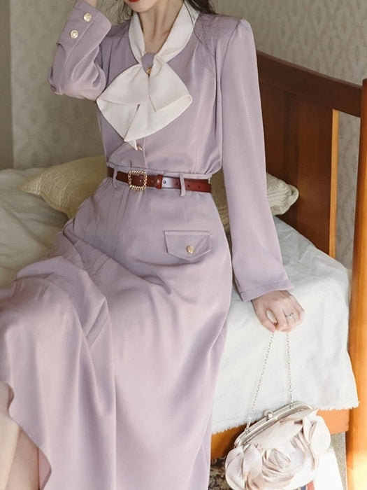 40's Style Taro Cream Top+Skirt Set