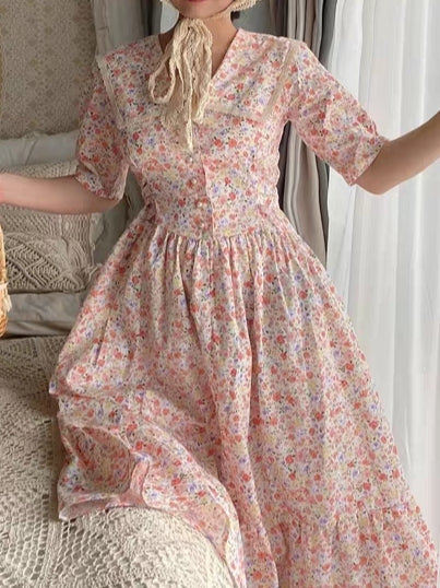80's Laura Ashley Style Summer Floral Dress