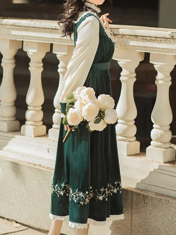 Victorian Style Emerald Velvet Dress