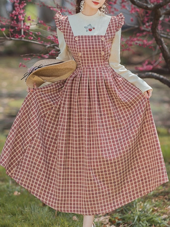 Strawberry Gingham One-piece Dress