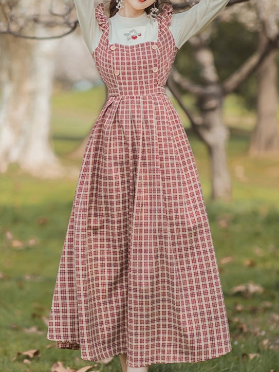 Strawberry Gingham One-piece Dress