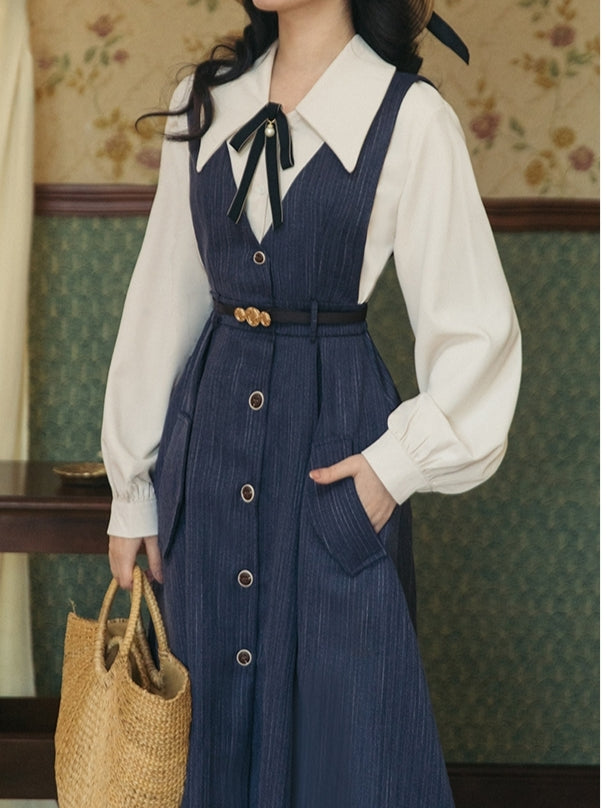 40s Style Pinafore Stripe Dress