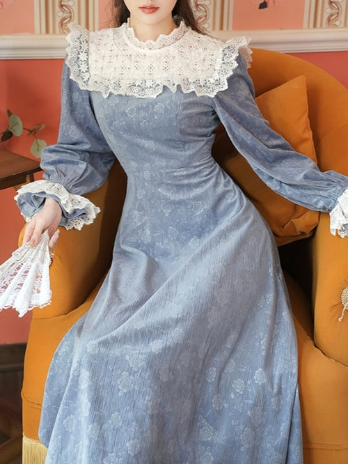 Blue Floral Victorian Dress