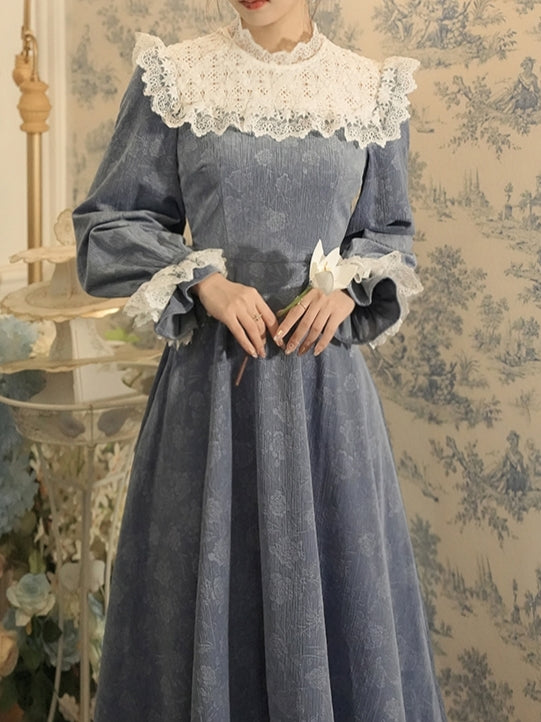 Blue Floral Victorian Dress
