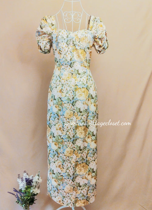 Yellow oil painting floral dress