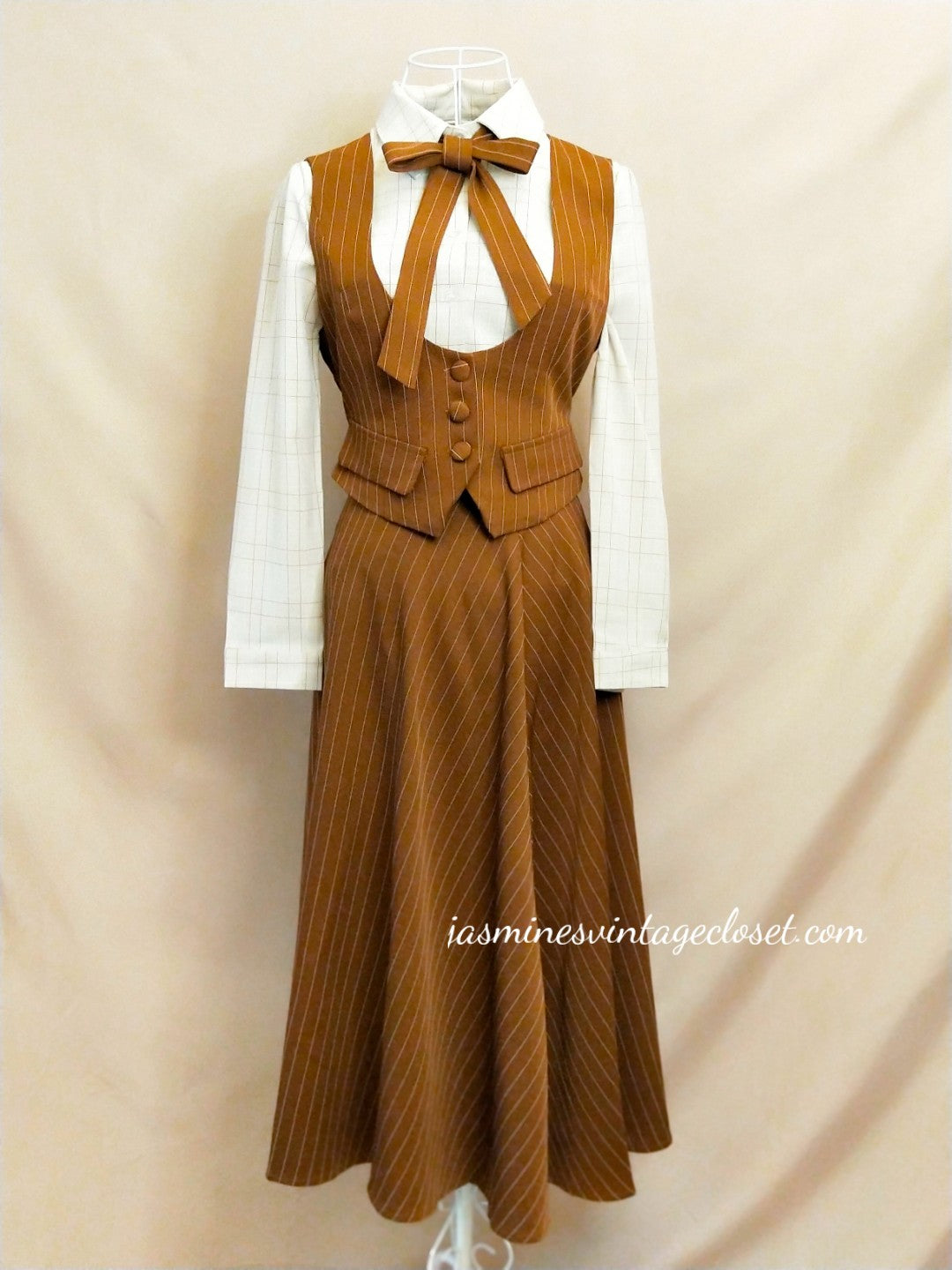 Retro Librarian Set (Blouse+Waistcoat+Skirt)