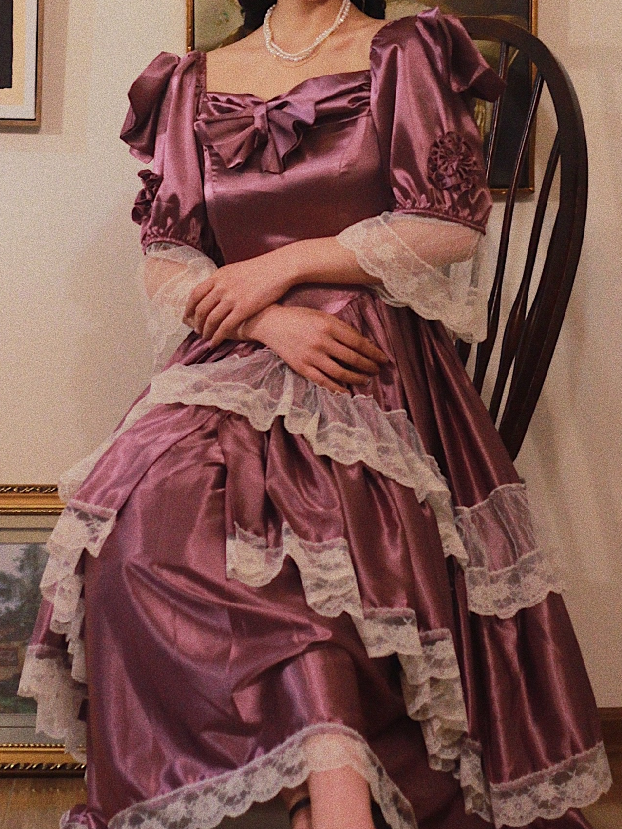Lady Violet Victorian Inspired Purple Satin Dress
