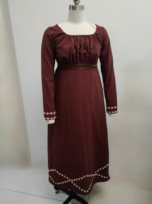 "Pride and Prejudice" Brown Regency Dress